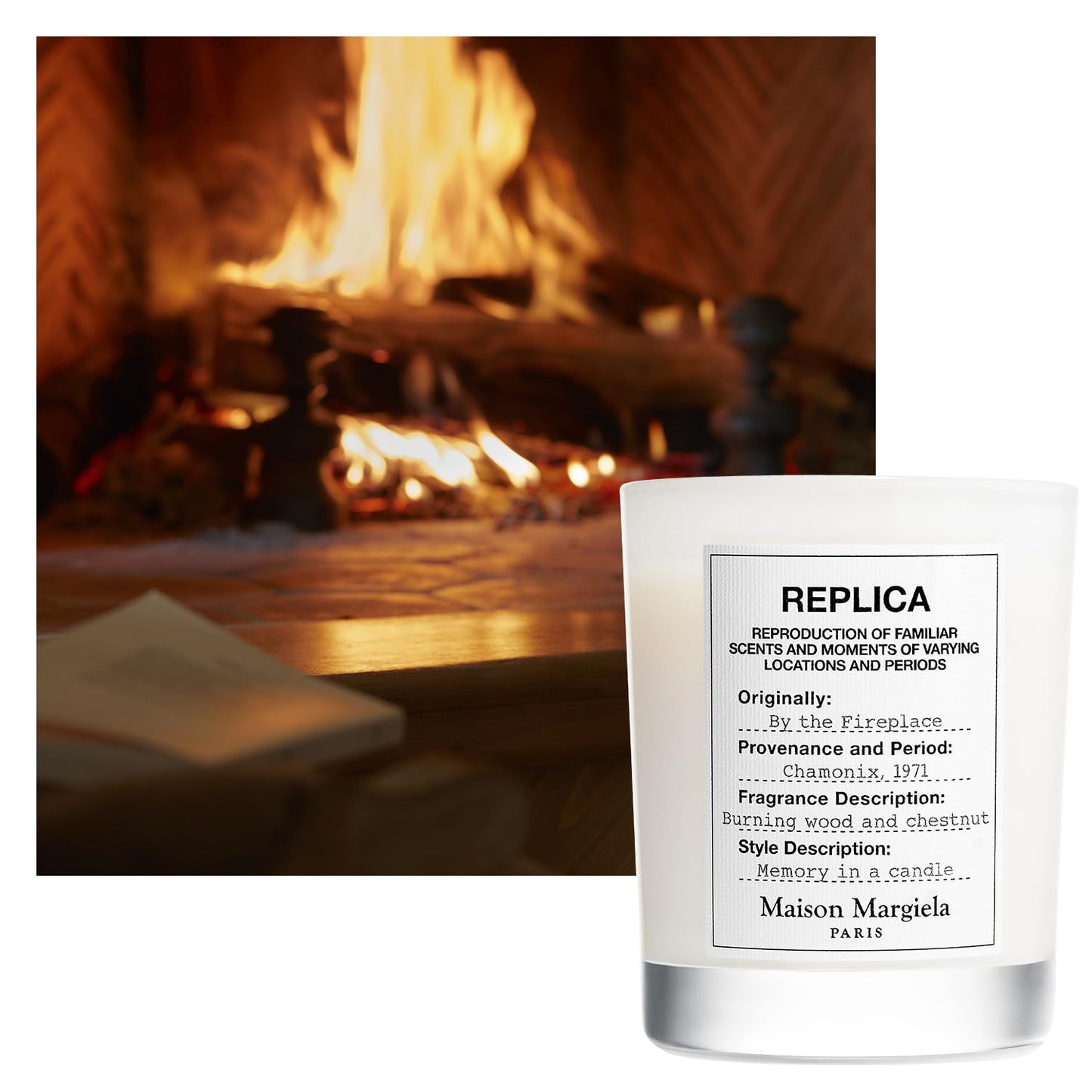 Maison Margiela - Replica - by The Fireplace Scented Candle - Warm & Spicy Fragrance - with Chestnut, Wood & Vanilla - 5.8 Oz