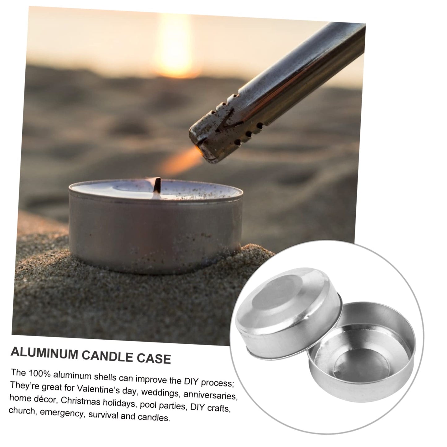NUOBESTY 100pcs Aluminum Candle Box Tea Candle Tins Tealight Tin Holder Candel Make Model Small Candles Travel Tin Candles Tea Lights Aluminum Candle Holder Votive Tea Holder Travel Kit Cup