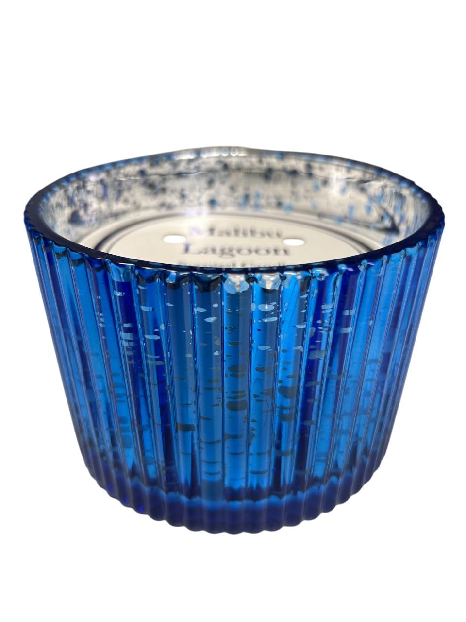 Ocean Breeze Scented Candle, 12 oz Triple Wick Candle in Blue Mercury Glass Jar, Lemon Blossom & Sea Salt Fragrance, Coastal Beach Home Decor, Reusable Decorative Jar (Blue, Malibu Lagoon)