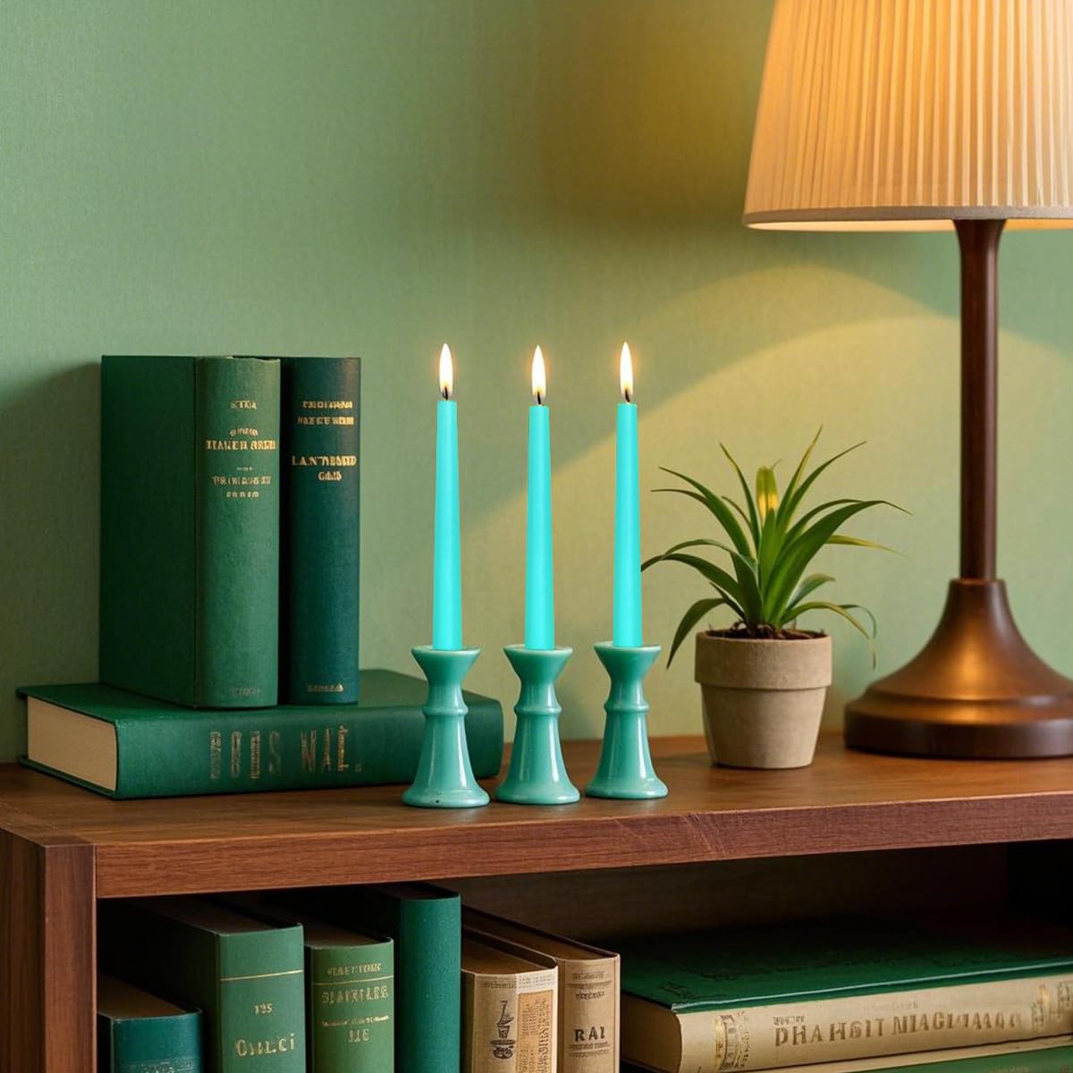 12-Pack Mint Green Unscented Taper Candles, 10 Inch Dripless Smokeless Candlesticks, Long-Lasting Burn Time of 7-8 Hours, Perfect for Home Decor, Spring