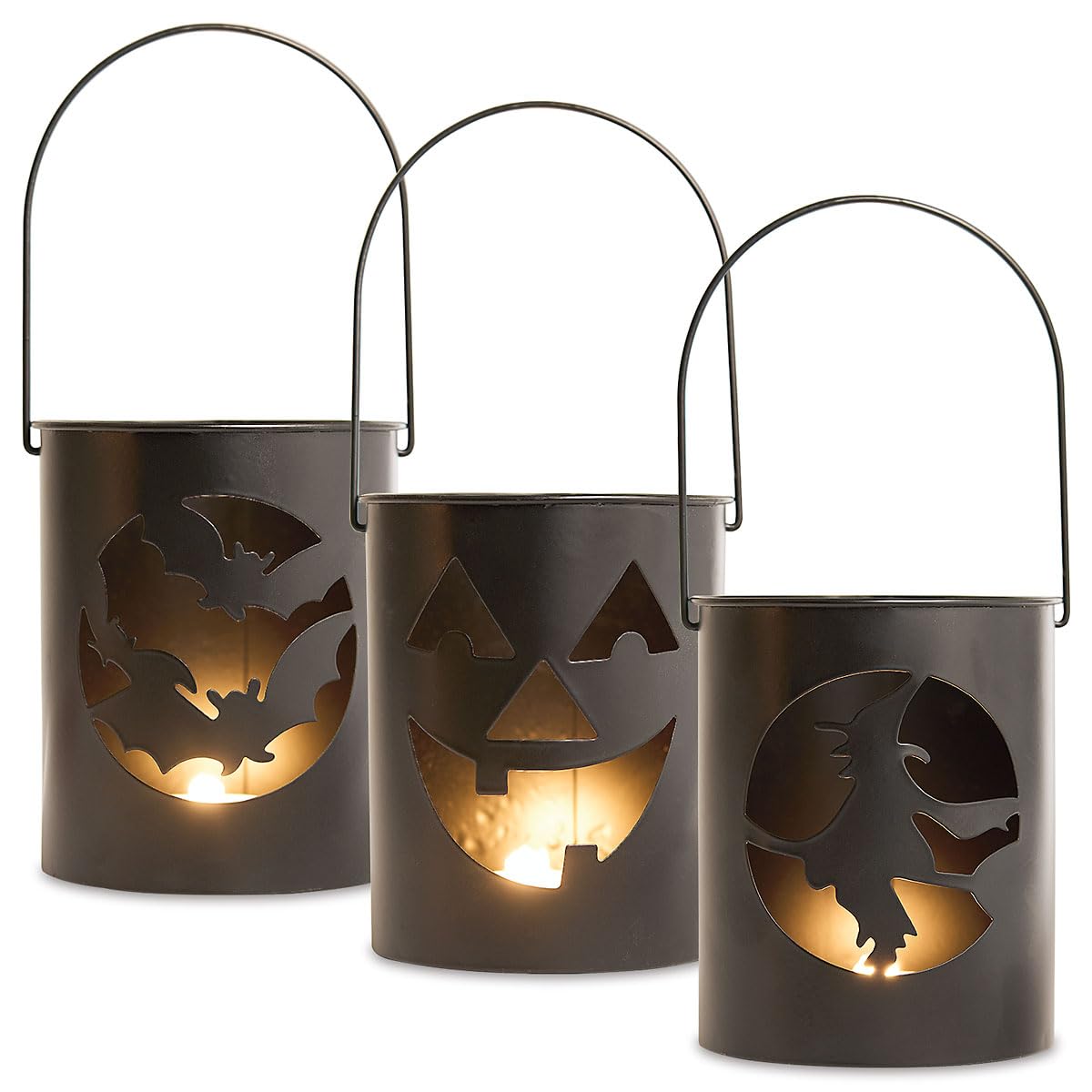 Lillian Vernon Halloween Candle Holders, 3 Pack, Variety of Designs, Lanterns, Party Décor, Autumn