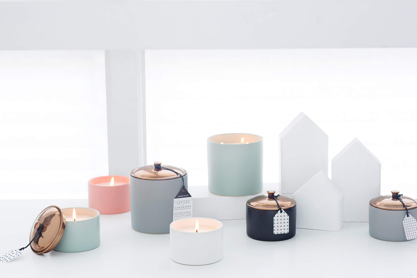 Paddywax Hygge Jasmine and Teakwood Scented Jar Candle with Lid 5 oz, White
