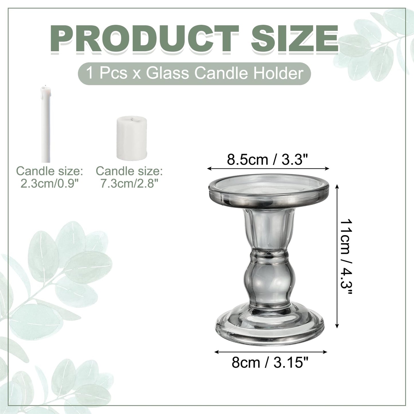 uxcell 11 cm Glass Candle Holder for Taper/Column Candles, Candle Holders Tealight Stand Candlestick for Tealight Wedding Table Centerpiece Home Decor, Smoke Gray