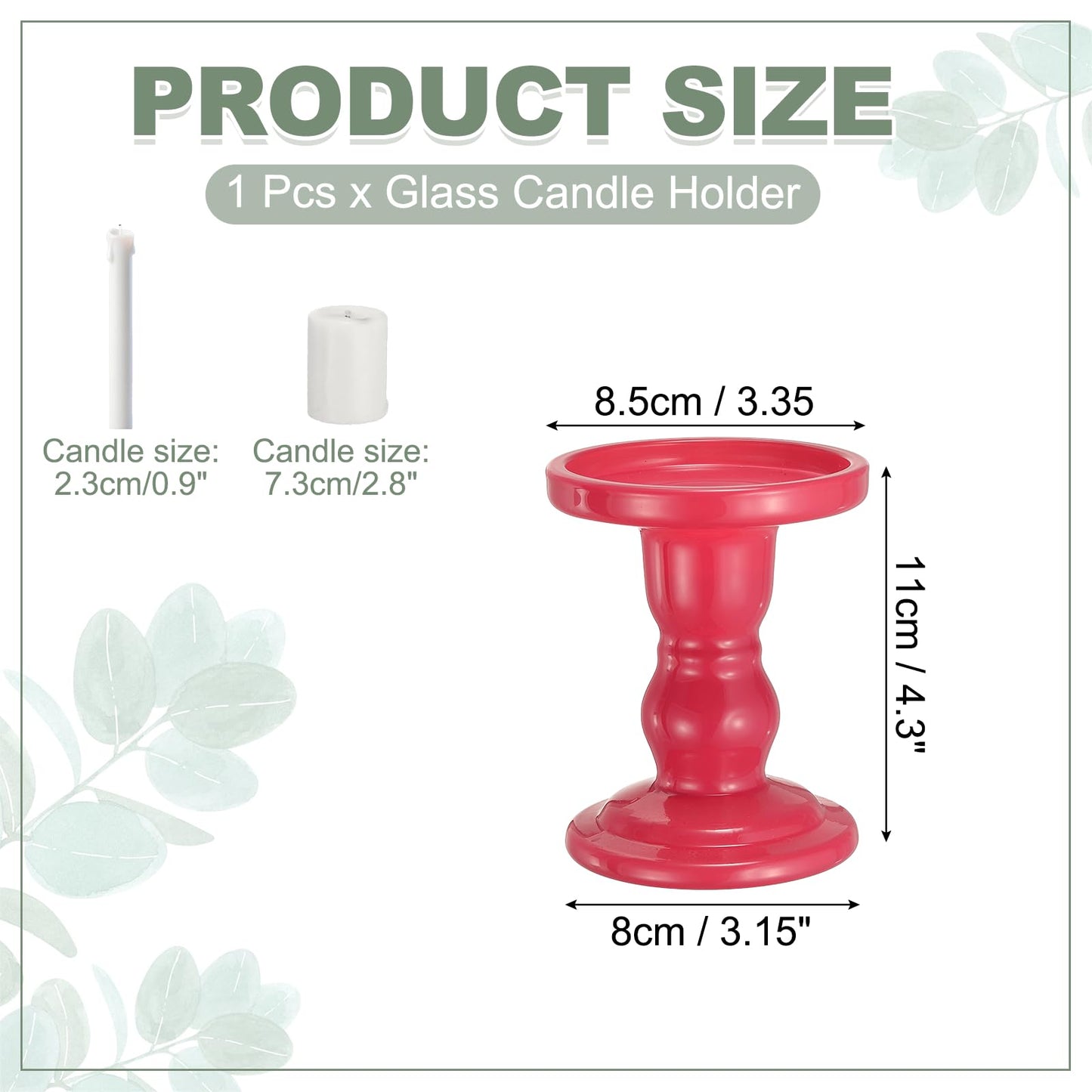 uxcell 11 cm Glass Candle Holder for Taper/Column Candles, Candle Holders Tealight Stand Candlestick for Tealight Wedding Table Centerpiece Home Decor, Pink