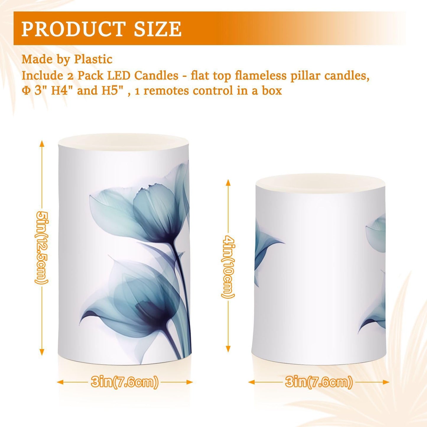 BOENLE Flickering Flameless Candles, Blue Tulip Flower LED Candles with Remote Timer, Set of 2 Battery Operated Candle for Valentine Wedding Birthday