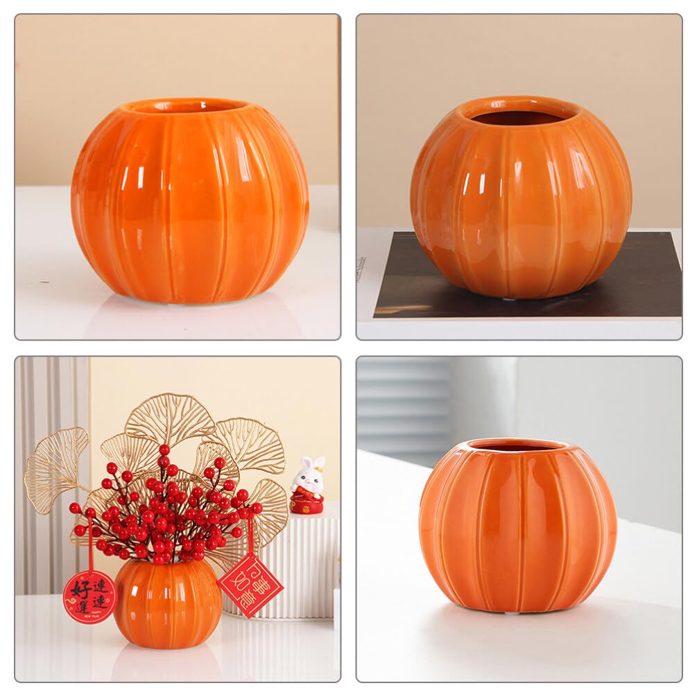 Ceramic Pumpkin Pumpkin Ceramic Candle Holder Halloween Candy Bucket Hydroponic Vase Votive Tealight Candlestick Cup for Weddings Fireplace Coffee Table Mantle Decor