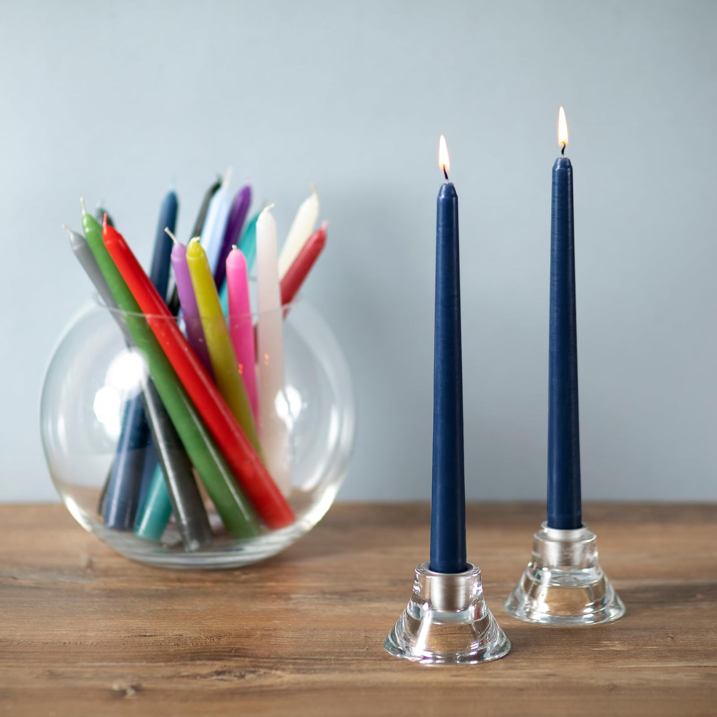 CANDWAX 10 Inch Taper Candles Set of 4 - Dripless and Unscented Candlesticks - Perfect for Dinner and Christmas - Dark Blue