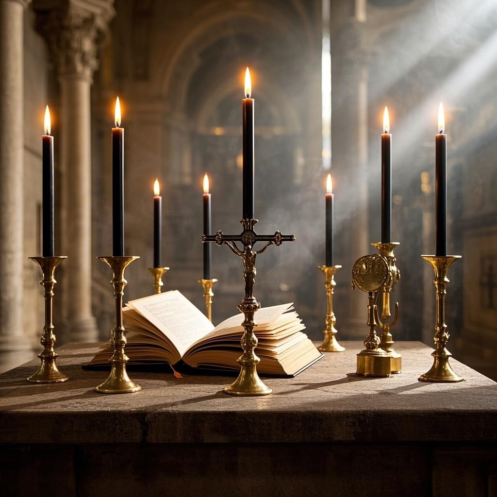 12-Pack Black Taper Candles, 10 Inch Unscented Dripless Candlesticks, Long-Lasting Burn Time of 7-8 Hours, Perfect for Halloween Decor Parties Meditation and Home Ambiance