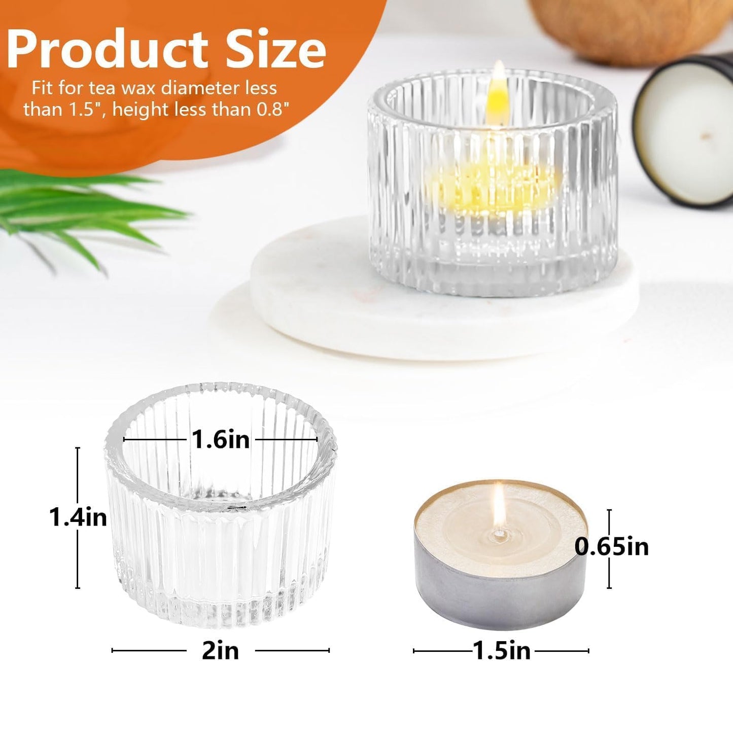 JOYIT Clear Votive Candle Holders Bulk Set of 12, Tealight Candle Holder for Wedding Table Centerpiece, Glass Small Candle Holders for Birthday Party, Valentine's Day, Home Decor (2''X 1.4'')