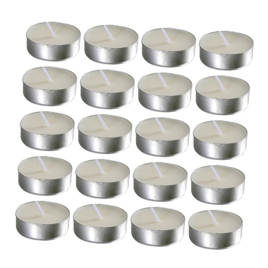 Garneck White Small Tealight Candles 50pcs Pack Unscented Round Wax Tea Lights for Wedding Engagement Party Home Décor Ceremony Lighting