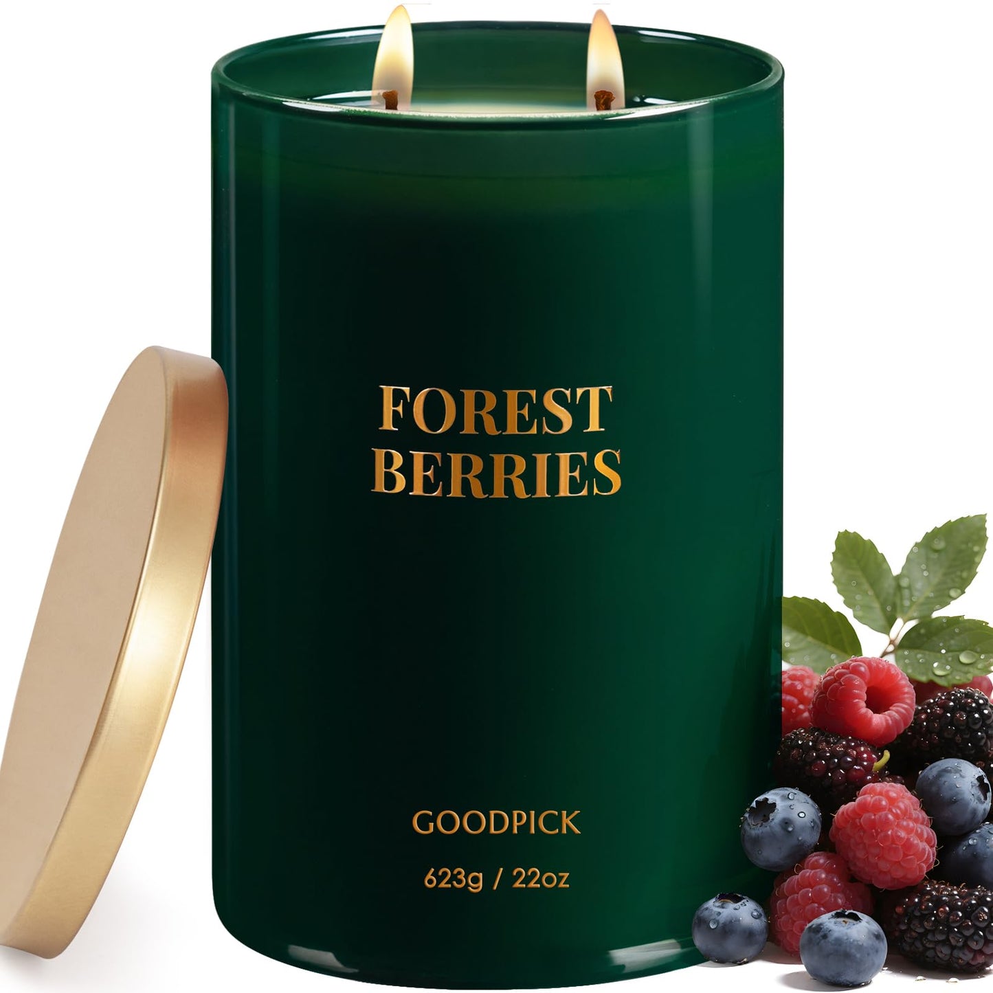 Goodpick Forest Berries Candles, Scented Candles for Home, 22oz Soy Wax, Long Burning 120hrs, Juicy Fruity Living Room Gift