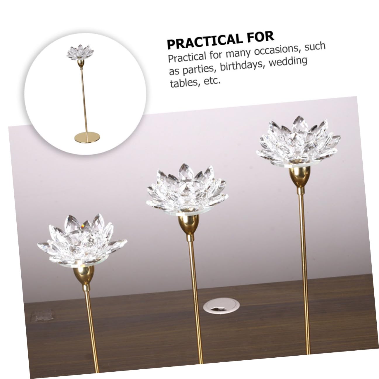 COHEALI Crystal Lotus Metal Candlestick Holder Small Gold Decorative Candle Stand for Wedding and Candlelight Dinner Home Décor