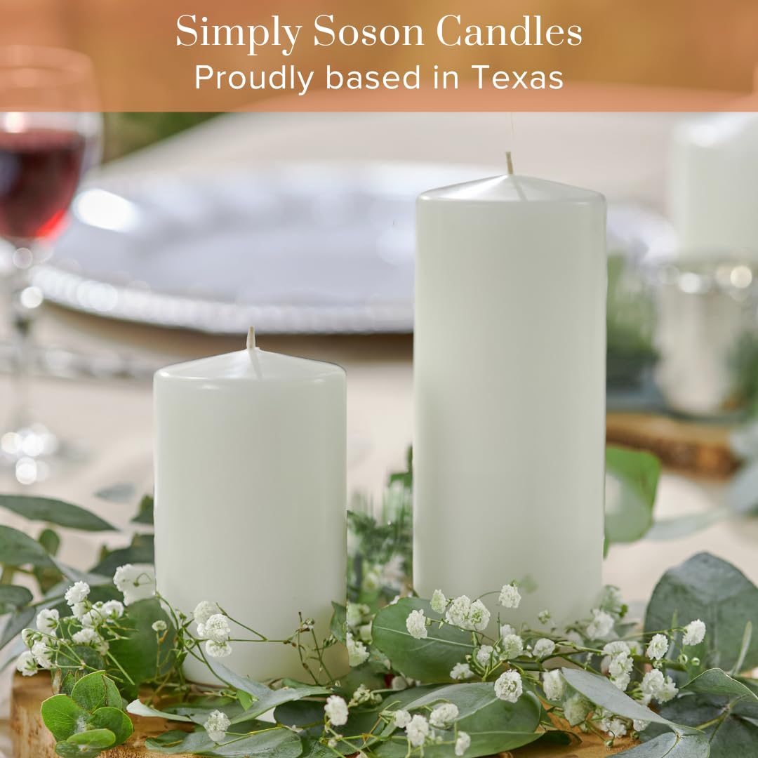 Simply Soson 2.5x6 inch White Pillar Candles, White Candle, Set of 6 Pillar Candles Bulk 2.5x6, Emergency Tall Candle, Wax Candle, Unscented Candles, Candle Pack Cone Tip Pillar