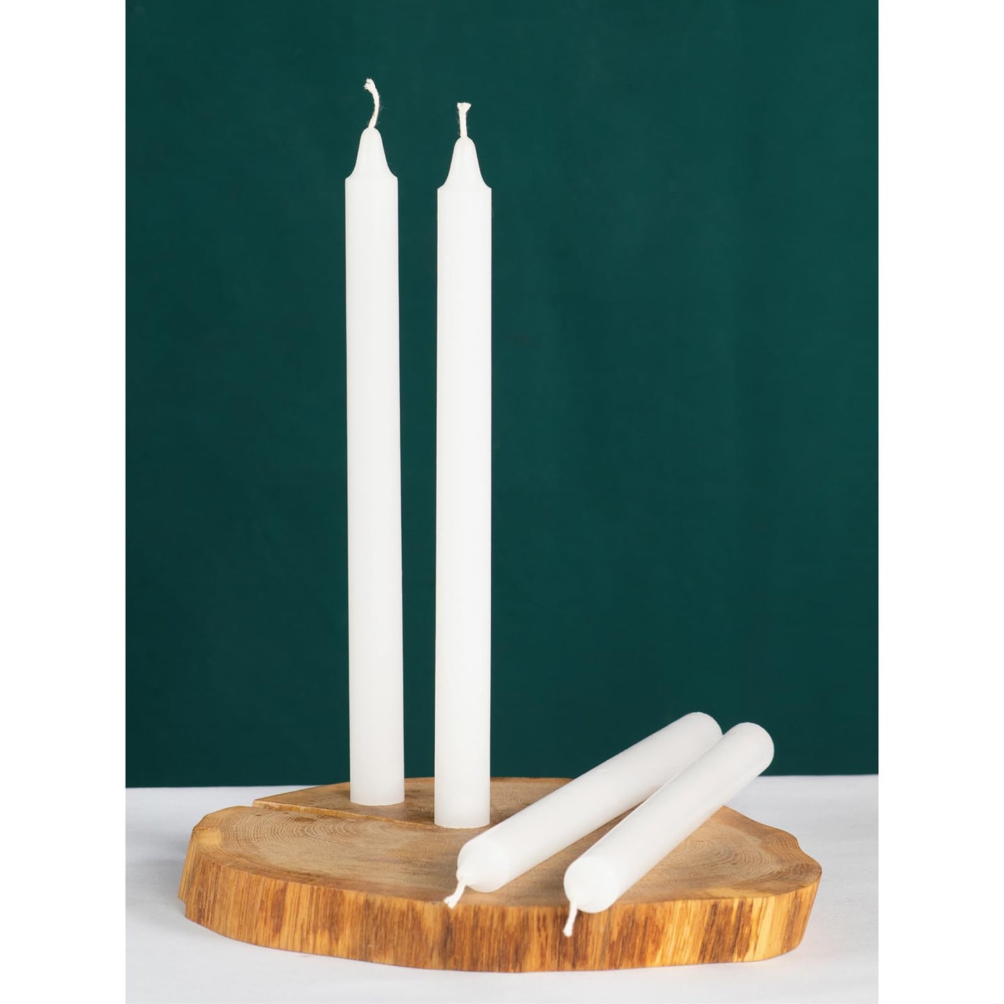 CANDWAX White Taper Candles Pack of 4 - Slow Burning Dripless Unscented Straight Candles 10 inch - Ideal for Dinner Table - Smokeless Long Candlesticks