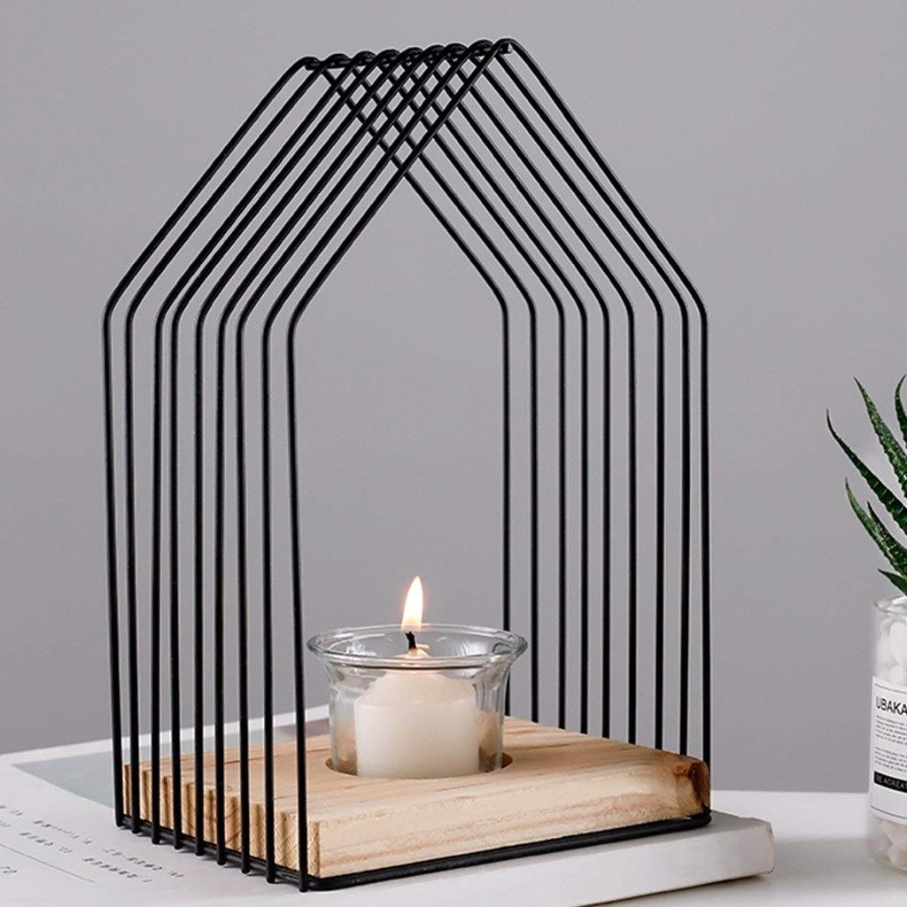 XILIN-1987 Candle Holderss Wrought Iron Glass Candlestick Creative Romantic Home Decoration Candle Holder Decorative Candlestick (Size : B01)