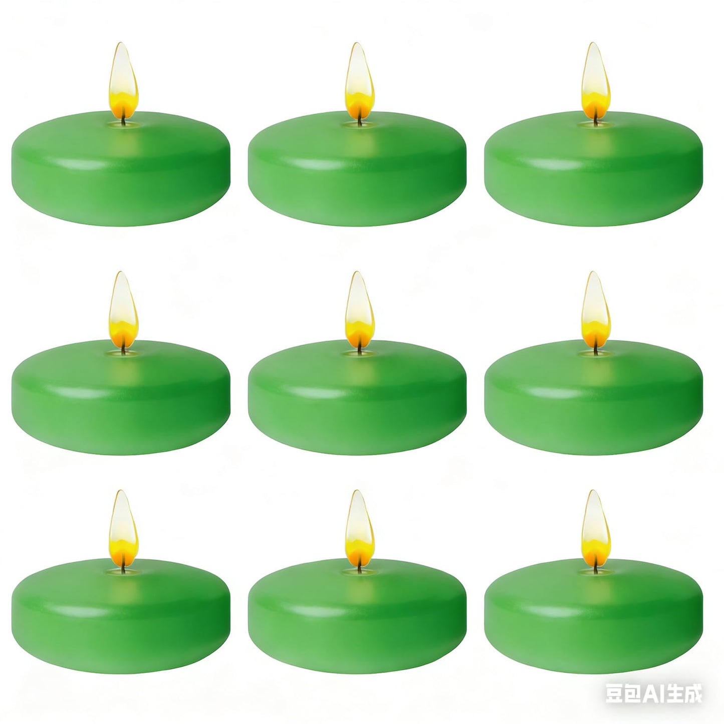 Green Floating Candles 3 inch 12 Pack - Floating Candles for centerpieces - Wedding Decor - Burning Time 8-10 Hours