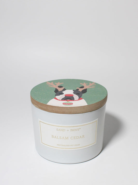 Sand + Paws Scented Candle -Balsam Cedar- Luxurious Air Freshening Jar Candles Neutralize pet Odors and Enhance Home décor – 100% Cotton Lead-Free Wicks - 12 oz