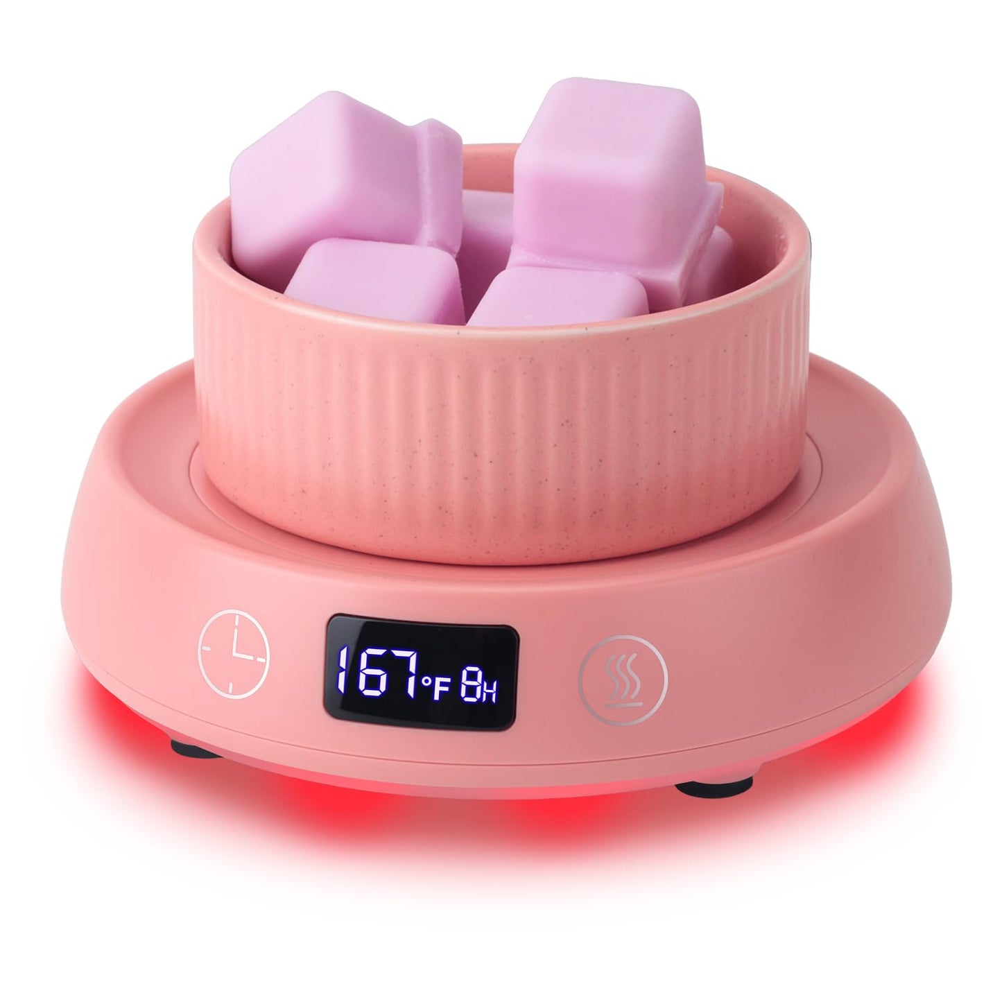 Lyty 4-in-1 Wax Melt Warmer, Candle Warmer with Delay Start Timer, Fragrance Scented Wax Melter Wax Cube Warmer with 3 Color Light for Home Bedroom Spa Office, 8H Auto Shut Off (Pink)