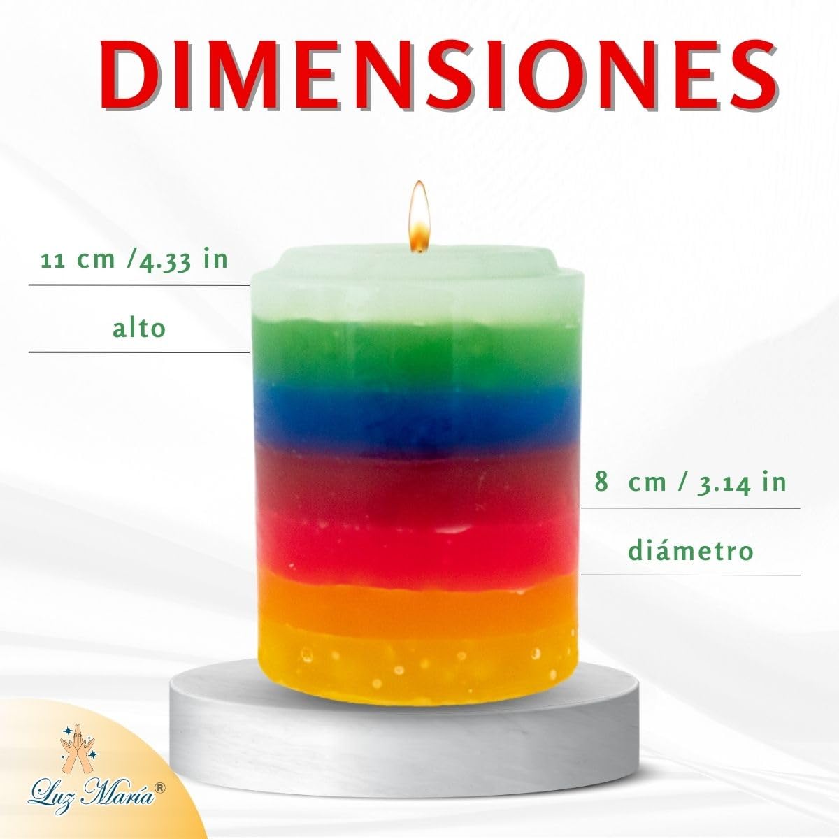 Luz Maria Plain Candle 7 Colours | 500g | 100% Paraffin | 7 Chakras | 7 Powers | for Rituals, Meditation, Home or Office Decoration, Social Events | 100% Quality |, 885043106