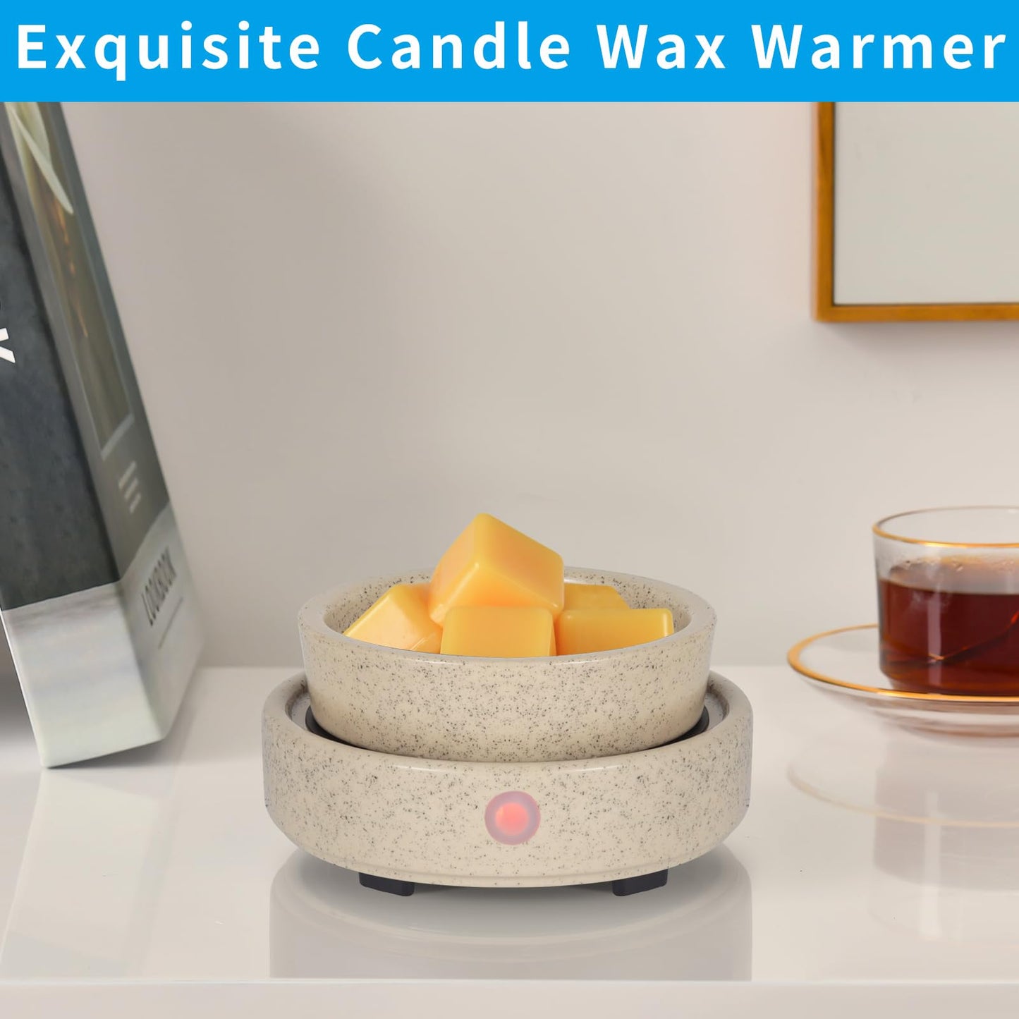 nawaza Ceramic Wax Melt Warmer Fragrance, 3 in1 Electric Candle Wax Warmer，Scented Wax Melt Wax Cubes Melter Fragrance Warmer for Home,Office,Gift (Beige)