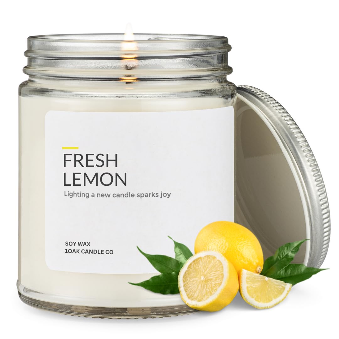 1OAK Lemon Candle - Citrus Candles for Home, Kitchen, & Summer - Fruity Candles Scented - Long Burning Premium Soy Wax Candle - Hand-Poured (7oz.)