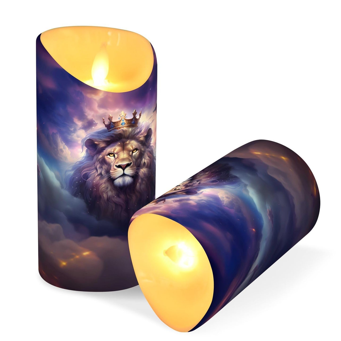 ALAZA Lion with Crown Flameless Candles with Remote Timer,LED Flickering Battery Operated Electric Pillar Tea Light Candles for Wedding Table Christmas Decorations 3" x3.9"