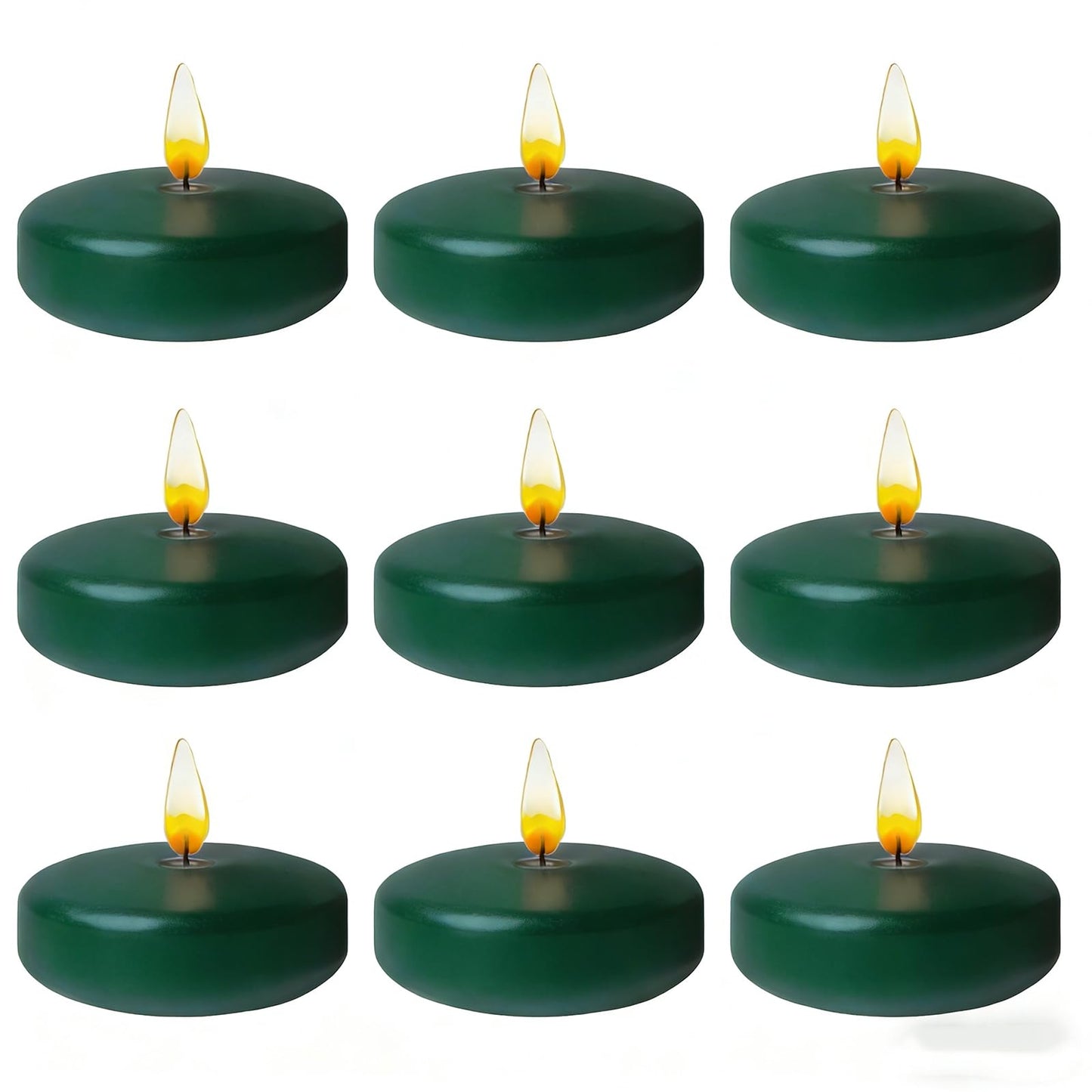 Dark Green Floating Candles 3 Inch 12 Pack – Paraffin Wax Floating Candle for Greenery Weddings, Christmas, Parties & Home Décor – Long Burning & Clean Flame