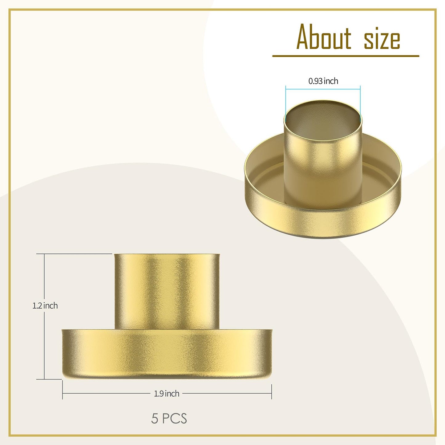 Smtyle Gold Minimalist Candlestick Holders Set of 5 Simple and Stylish Candle Holder Centerpiece for Taper Candles and Candlesticks