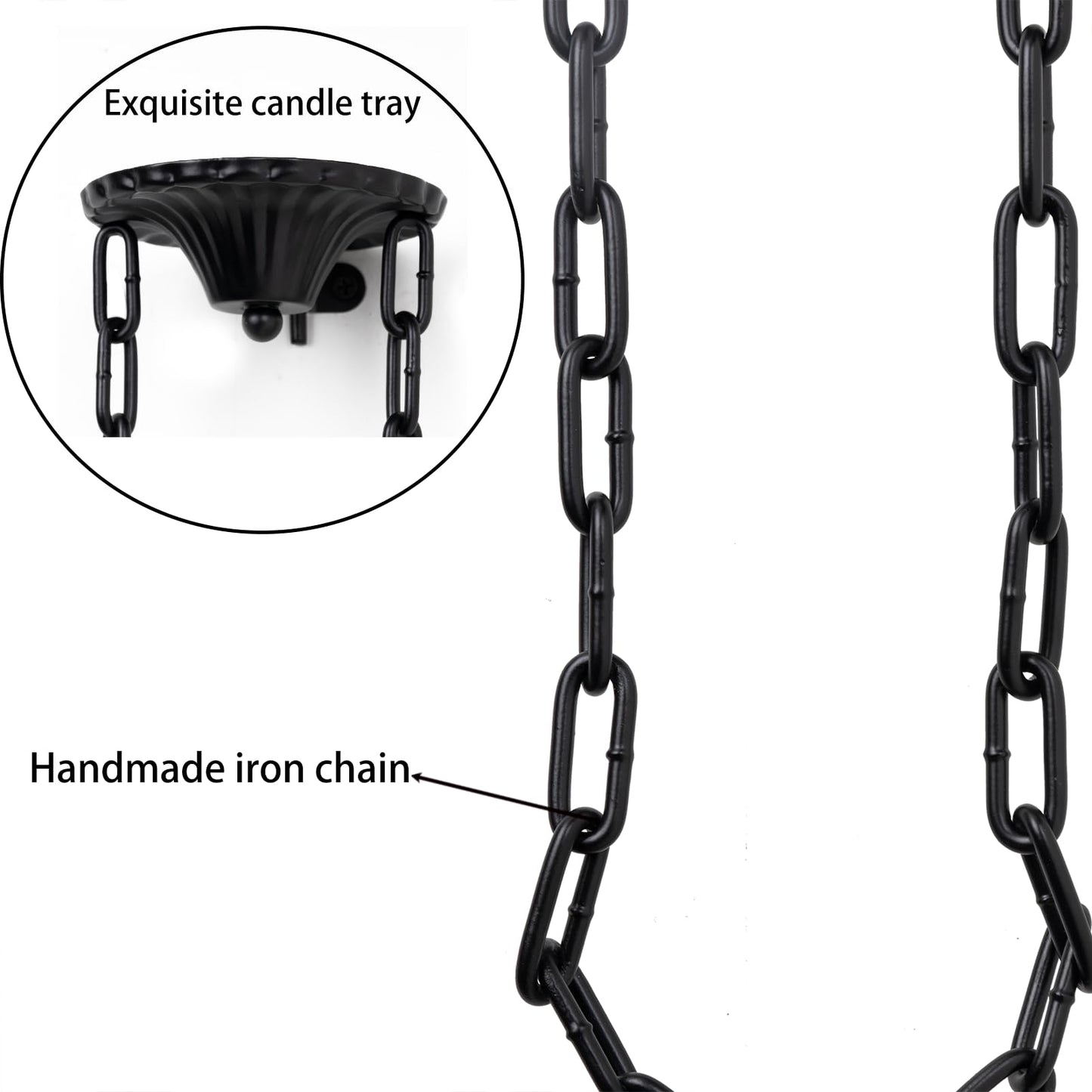 Candle Sconce(Set of 2)-Medieval Metal Wall Decorations-Gothic Retro Chain Wall Candle Sconces-Black Wall Sconces