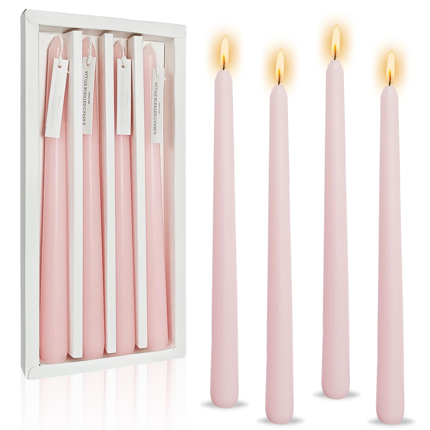 Candlesticks Long Taper Candle,Rose Scented 10 Inches Light Pink Candle Sticks Smokeless Tapered Candles for Home Décor Holiday Gifts