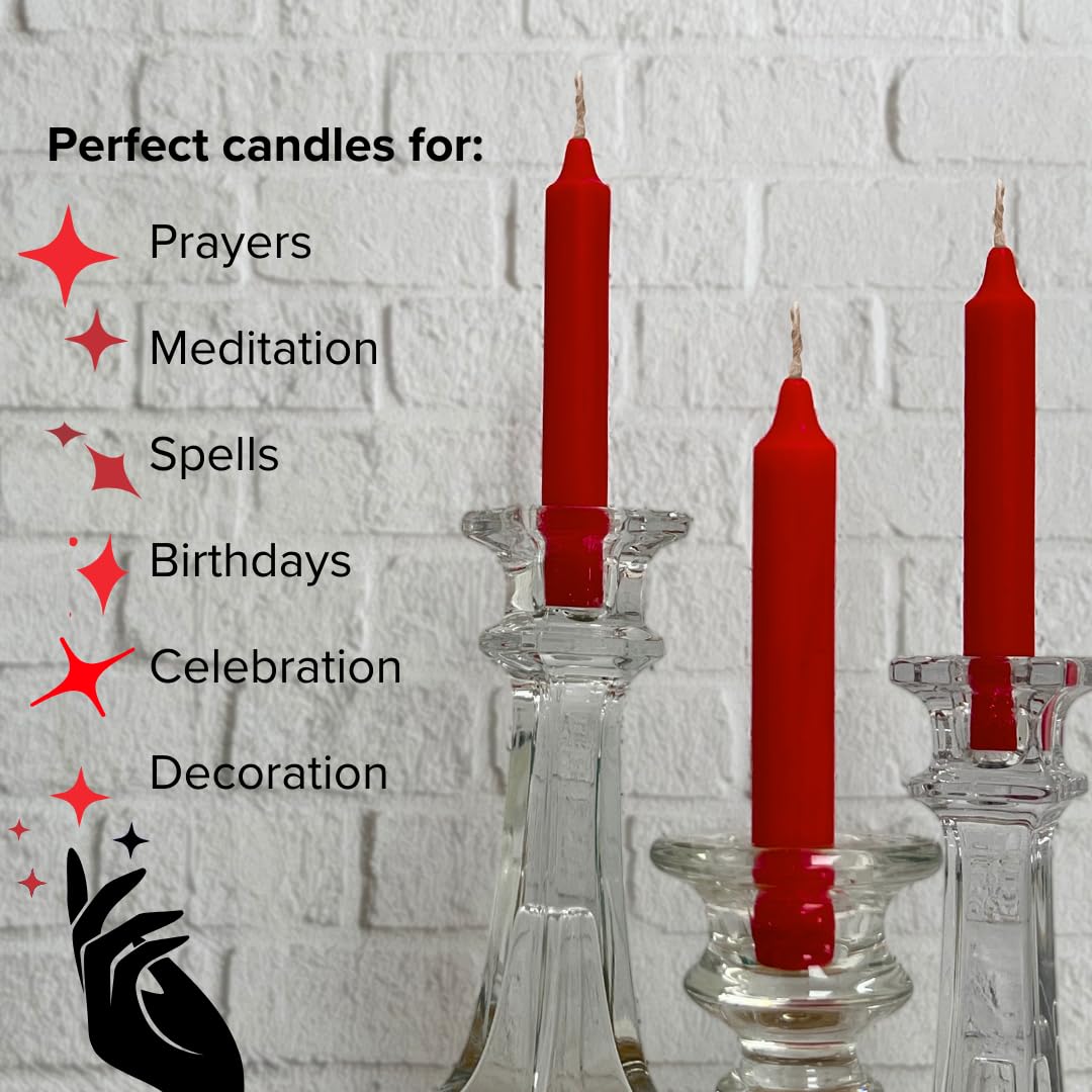 Simply Soson 5 inch Ritual Taper Candles Bulk, Mini Taper Candles - 24 Red Chime Spell Candles - Small Taper Candle Stick, Use as Witchcraft Supplies, Altar Candles, Unscented Prayer Candles