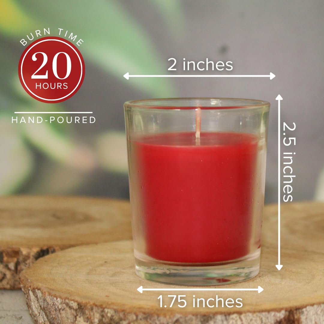 Simply Soson Scented Votive Candles, Bulk Set of 24 Red Spicy Cinnamon Clove Scented Candles Bulk, Fall Votive Candles Scented in Glass, 10 Hours Burn, for Holiday Christmas & Home Decoration