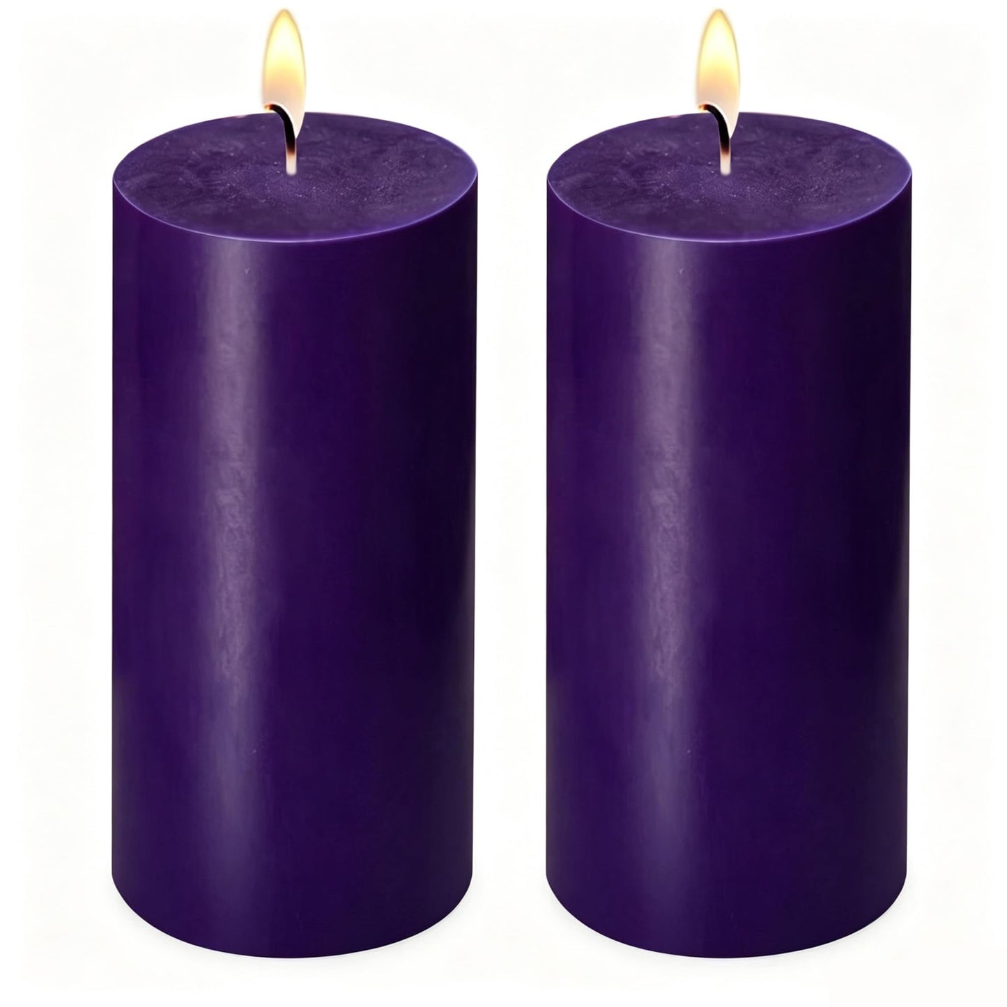 2 Pack 3x6 Inch Royal Purple Unscented Pillar Candles - 70 Hour Long Burning Dripless Smokeless Candles for Home Decor