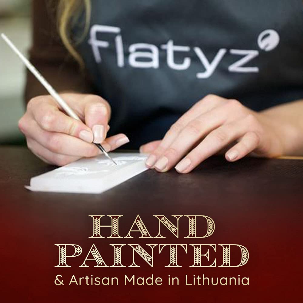 FLATYZ Handmade Christmas Candle - Classic Tree & Ornaments | Unscented, Drip-Resistant & Smoke-Free 2 Wick Candle for Home & Room Decor | Hand Painted, Flat Decorative Candles | Steel Stand Included