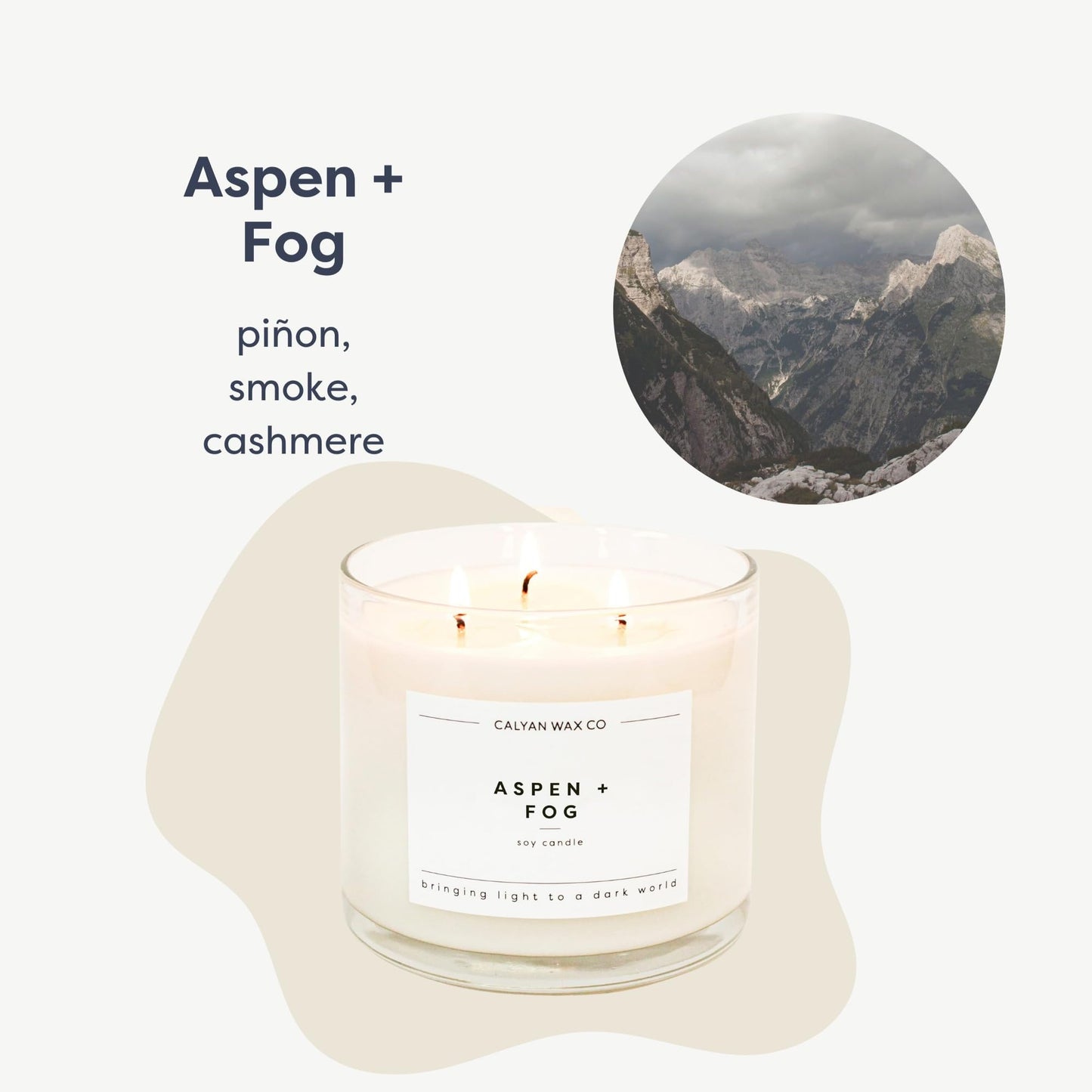 Calyan Wax Co. Aspen & Fog 3 Wick Scented Candle - 43 Hour Burn - Luxury 3 Wick Soy Candles - Clean Soy Wax Candles - Long Lasting Large Glass Jar Candle for Home - 14.9oz
