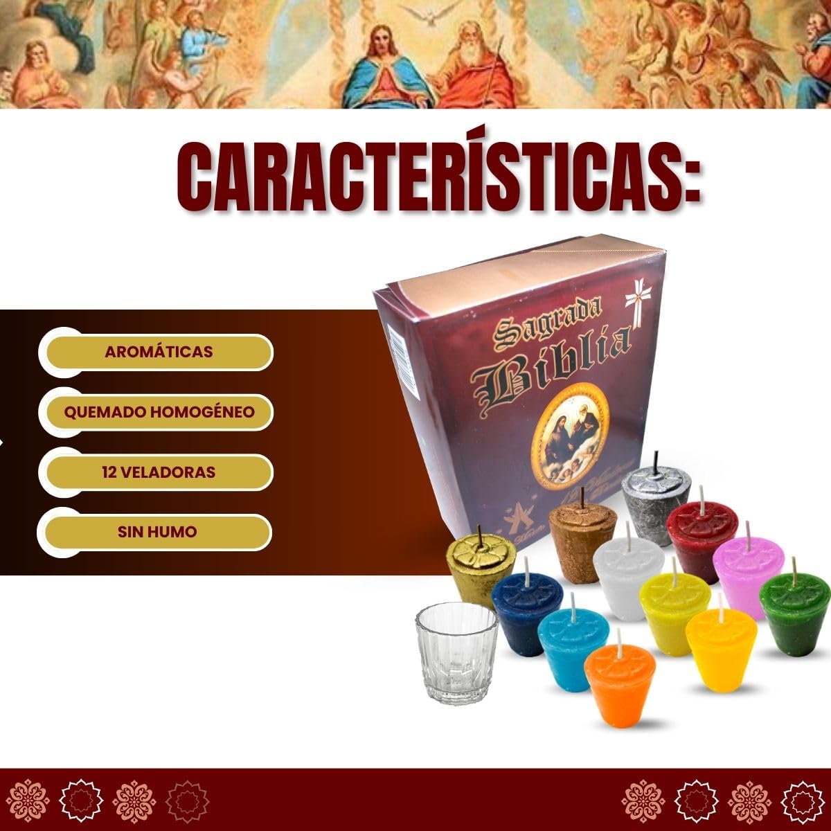 12 Divine Providence Votive Candles Set | Multicolor Prayer Scented Candles | Holy Bible Box | New Year Tradition | Monthly Blessing | 5x4.5 cm (1.97 x 1.77 inches)