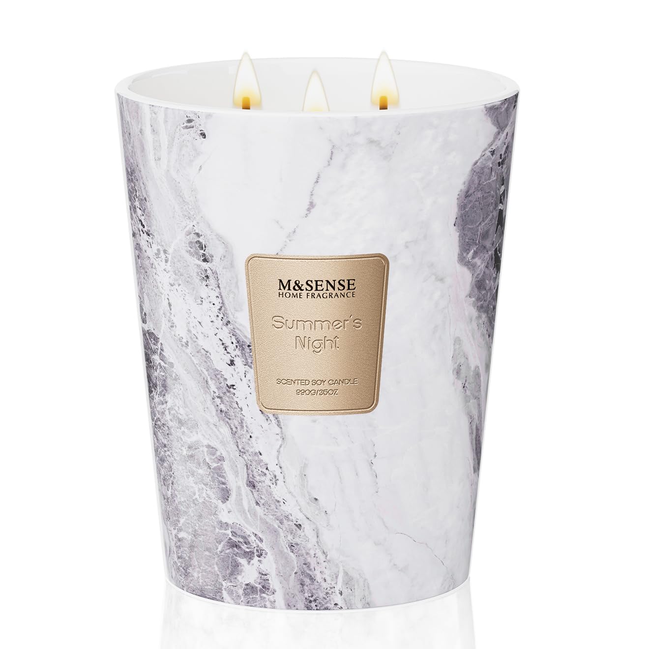 M&SENSE Extra Large Summer Candle 35oz 150H Summer Night Scented Candle, 3 Wick Highly Scented Jar Candle, XL Candles Gift for Stress Relief, Meditation, Yoga