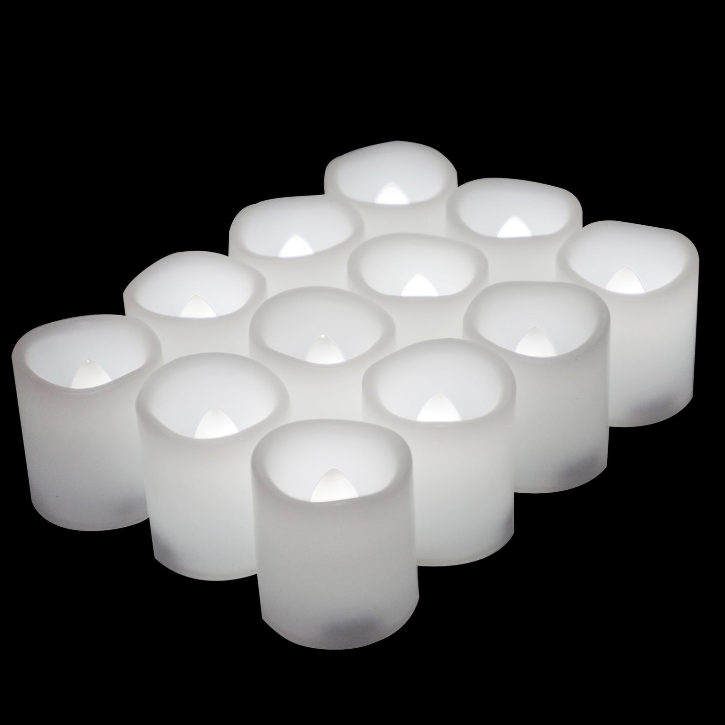 Smallpenglai 12 Pack Flameless Votive Candles Flickering Electric Fake Candles LED Battery Operated Tea Lights for Home Wedding Decor Party Table Halloween Christmas Decorations, White Glow