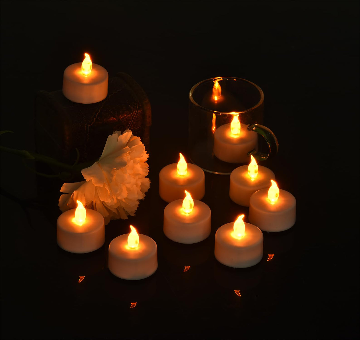 xiangpeng Tea Light Candles with Remote Control,24pack Flickering Flameless LED Candle,Long Lasting 400+Hours,Battery Operated with Timer for Home Decoration Seasonal &Festival Celebration WarmYellow