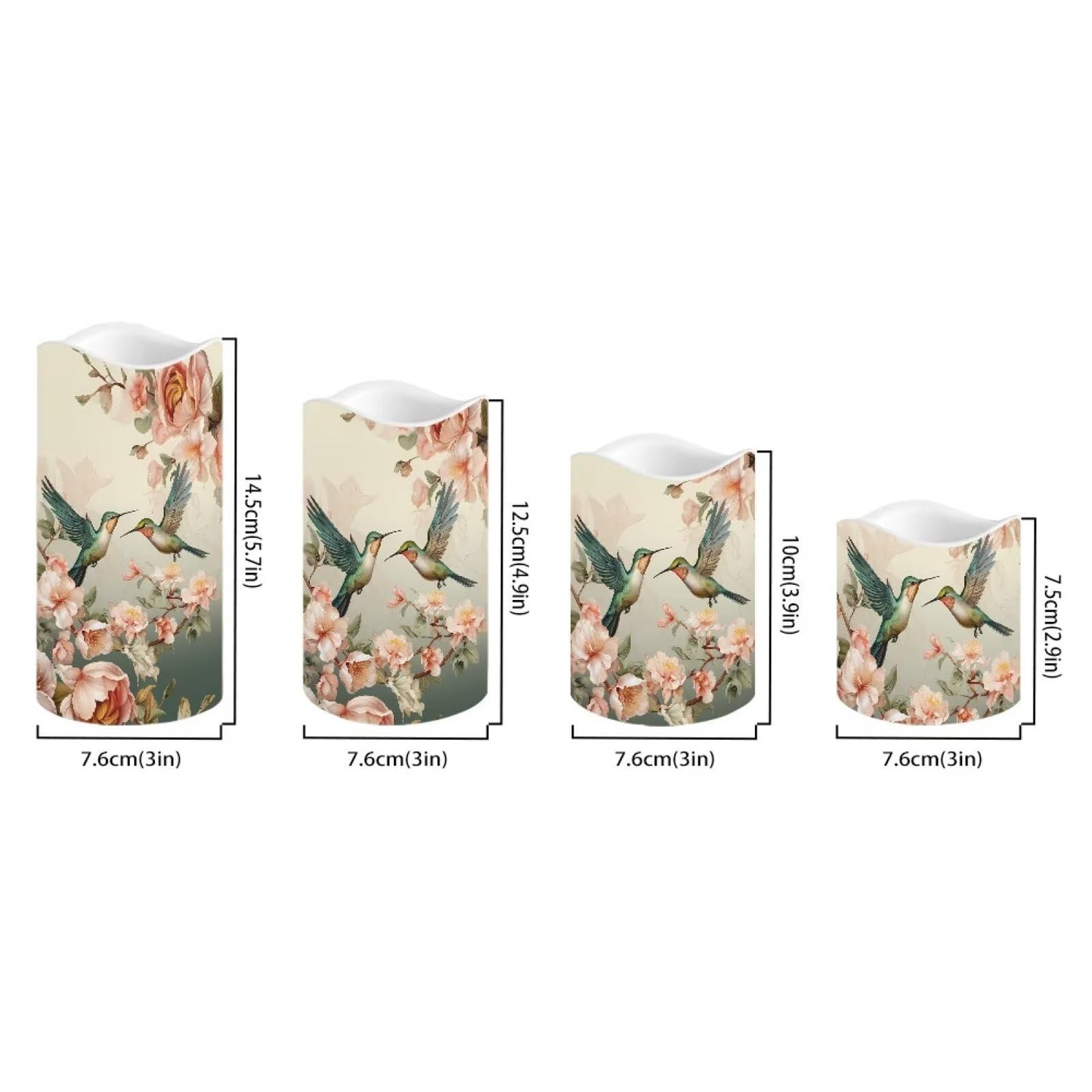 Cozeyat Hummingbird Fake Pillar Candles with Remote 4 Pack Battery Operated Color Changing LED Flameless Candles Waterproof for Indoor Outdoor Beach Wedding