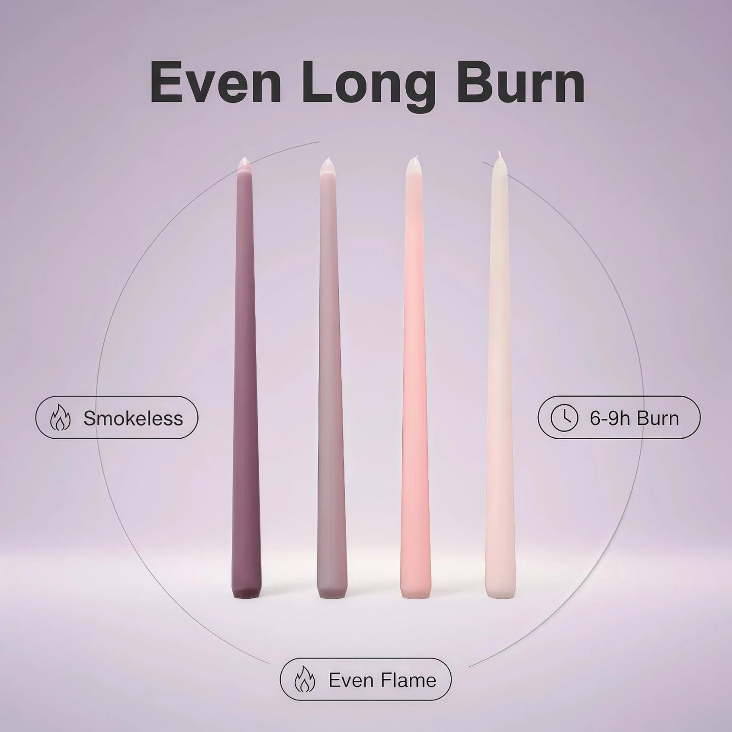 LSXHASGLD 12 Inch Taper Candles, Set of 4, Unscented Smokeless Long Tapered Candle for Wedding Home Decor Christmas