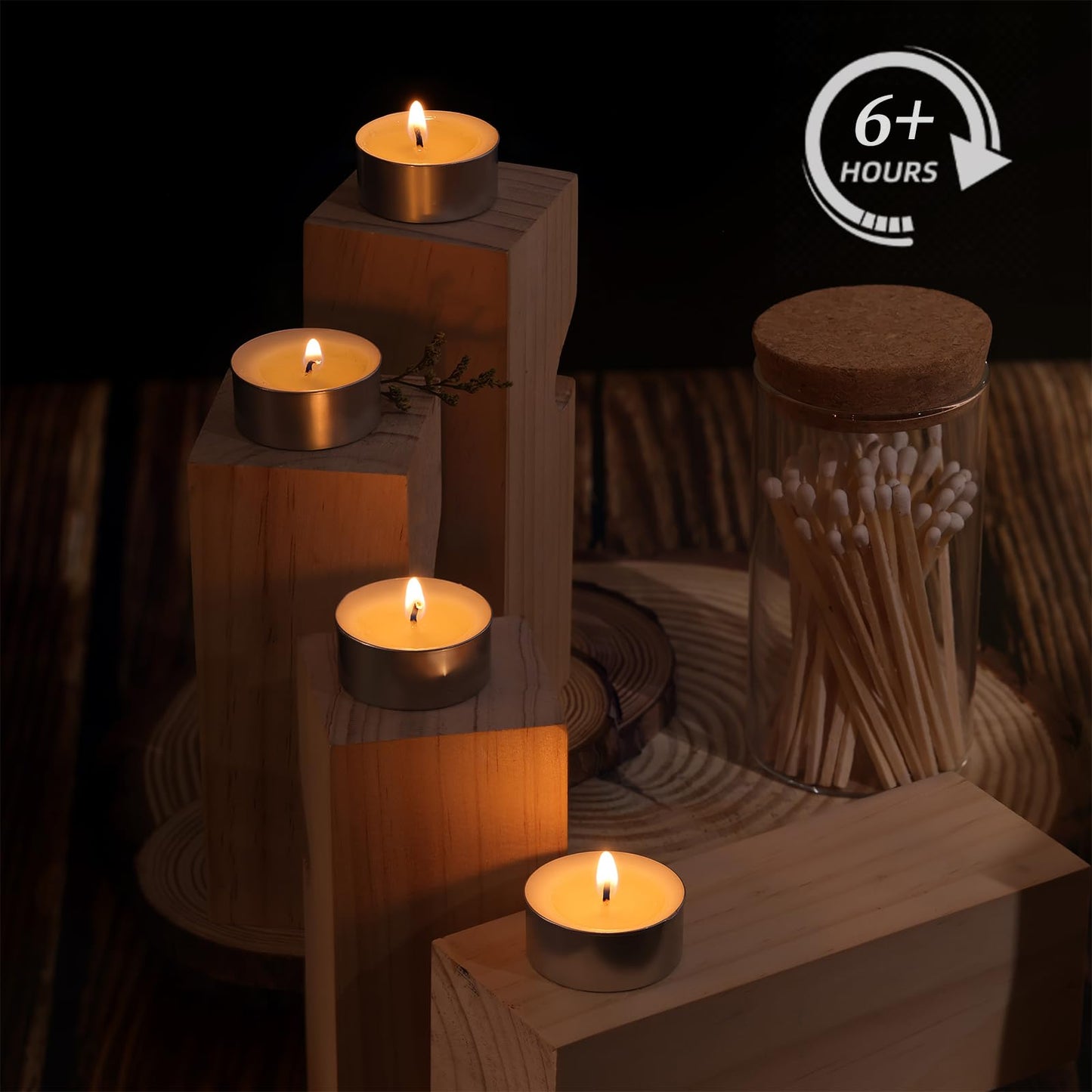 DEVI 6 Hour Soy Wax White Tea Lights Candles 100 Pack Paraffin-Free, Soy Tealight Votive Candles Bulk-6 Hours Long Burning, Unscented Small Tea Lights for Home Weeding Decor