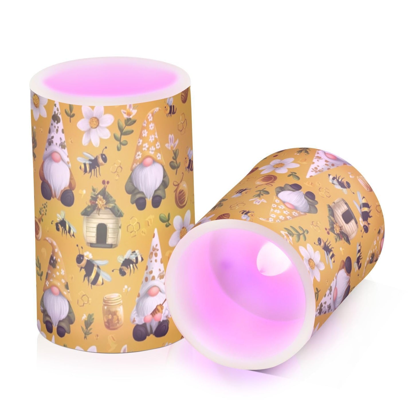 Flameless Candles Battery Operated White Sunflowers Gnome Flickering Led Pillar Candles With Remote Control Summer Honey Floral Colour Changing Warm Light Candles For Wedding Festival Halloween Chr