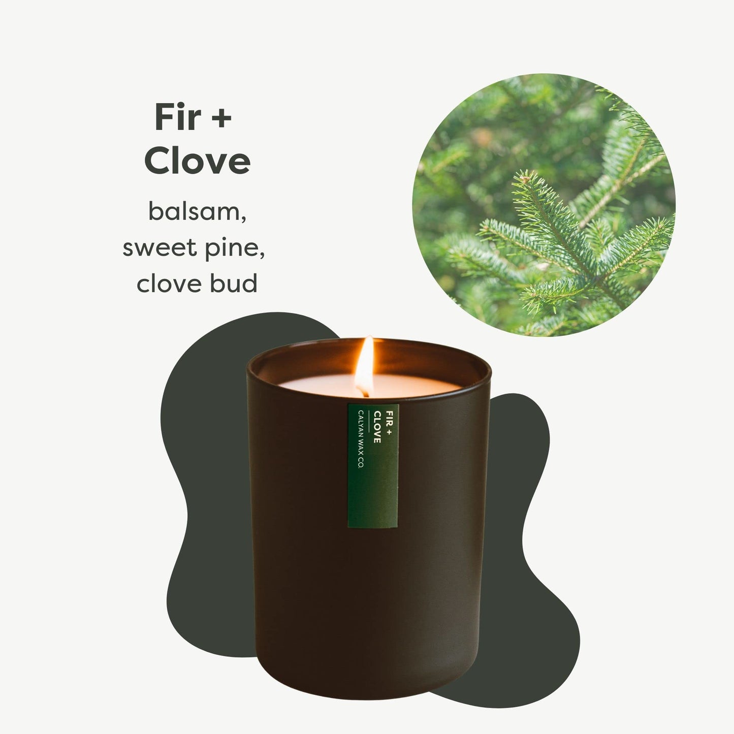 Calyan Wax Co. Fir & Clove Scented Candle - 75 Hour Burn - Luxury Clean Soy Wax Candles - Long Lasting Black Tumbler Jar Candle for Home - 10.2oz