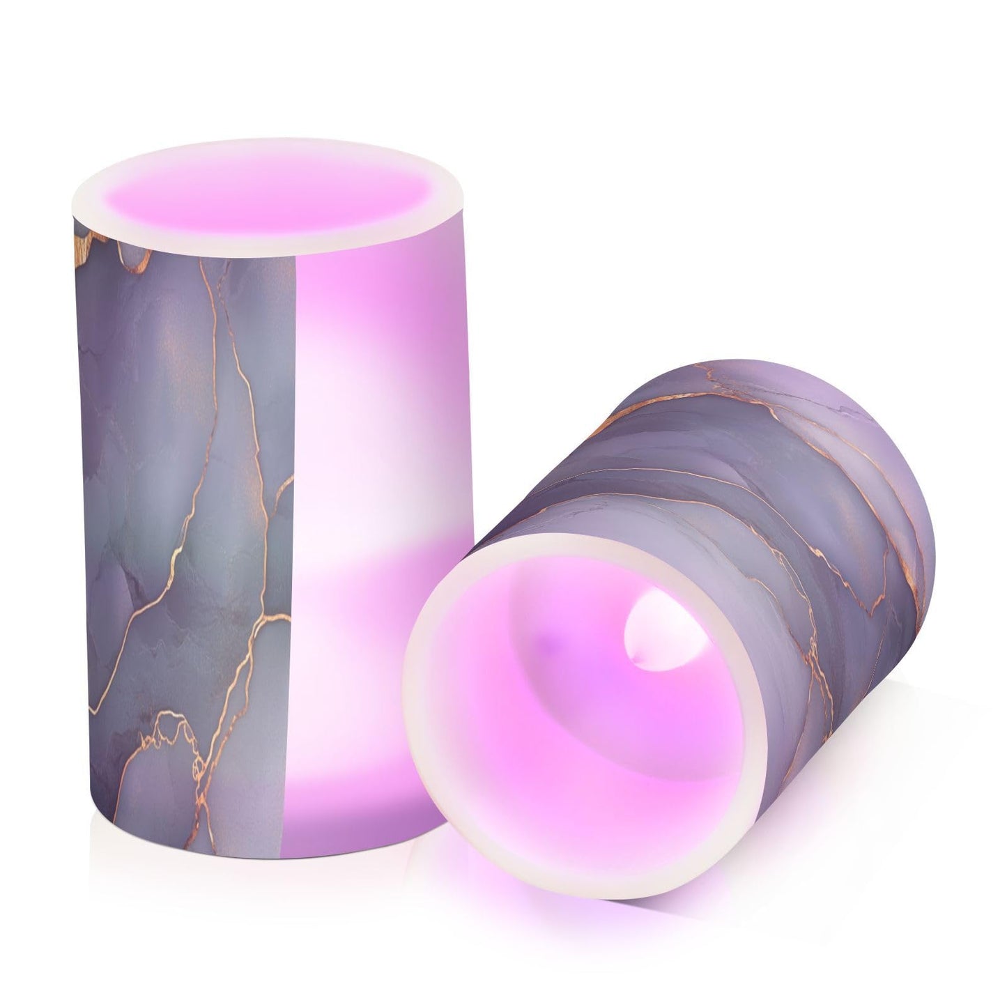 Zathe Flameless Flickering Candles Batteries Flameless Candles Set for Table Marble Brown Gray