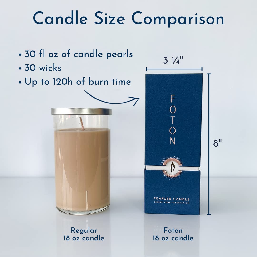 Foton Pearled Candle 18 Oz - Tailored Tux Masculine Men's Perfume Scented Non Toxic Luxury Long Lasting Powder Wax Sand Candles up to 120 Hours - Refillable Pearl Candle Sand with 30 Wicks