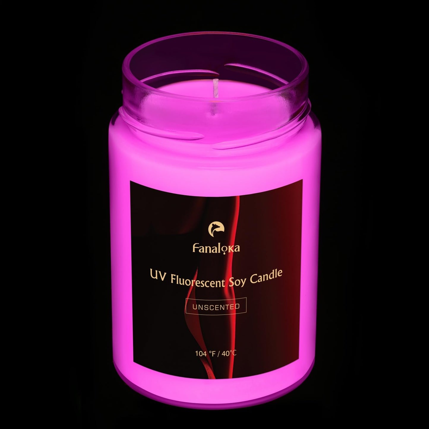 UV Fluorescent Soy Wax Low Temperature Candles, Low Heat Body Safe Candle for Night Party, Unscented, 104 °F (40°C), 11 oz (310g) (red)