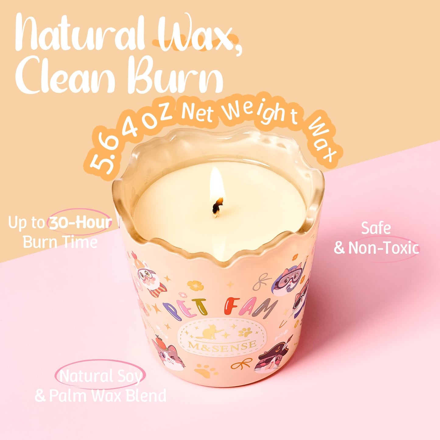 M&SENSE Vanilla Coconut Scented Candles, 5.64 oz, Up to 30-Hour Burn, Aromatherapy Candle Gifts for Women for Bathroom Kitchen Office