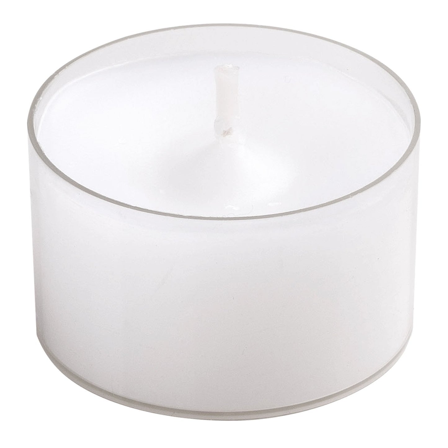 Simcha Tealight Candles No Messy Cleanup Easy Disposal Protects Surfaces Sophisticated Design Burns 8 Hours White Unscented in Clear Cups - Set of 48