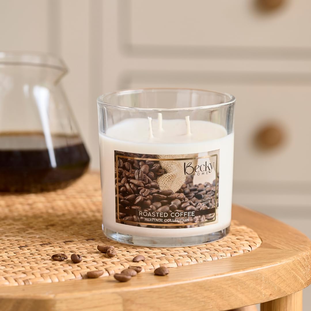 Becky Home 3 Wick Candle, 14.5oz Coffee Scented, Espresso Candles, Roast Coffee, Macchiato Candle, Large Jar Candles for Women, Gift for Men and Women, Long Lasting 45 Hour